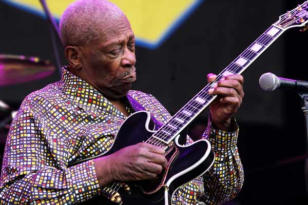 BB King
With his vibrato-heavy solos, 'Blues Boy' King’s smooth tone and deep, booming voice is instantly recognisable.
Born in 1925, Riley B King rose from a life of poverty on a cotton farm in Mississippi to becoming an influential figure in R&B by the 50s.
In 1969, thanks to a The Rolling Stones Tour, King gained prominence with rock fans and by 1980 he was inducted in the Blues Hall of Fame. King has played over 15,000 live performances.
