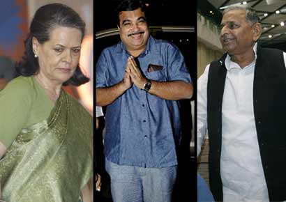 Sonia Gandhi, Nitin Gadkari, Mulayam Singh Yadav