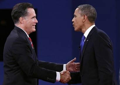 US President Barack Obama and Republican challenger Mitt Romney 
