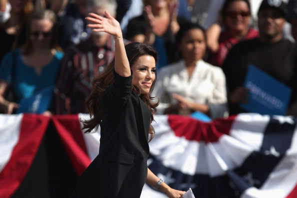 A host of Hollywood stars have expressed their delight on twitter for the Democrat President's return to the White House for a second term after his victory against Mitt Romney.
Eva Longoria
"Me and my friends celebrating! I'm on tears! Moving the country forward!!! Obama!!!"
(Getty Images) Eva Longoria