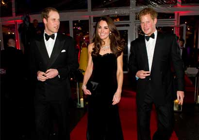 Prince William with Prince Harry and Kate Middleton