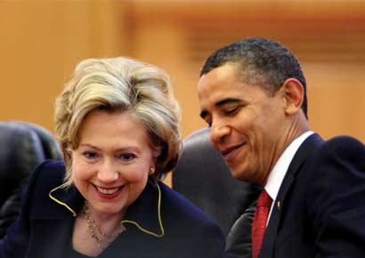 Barack Obama with Hillary Clinton 