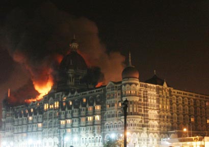 A file photo of fire at Taj Mahal hotel after the terror attack
