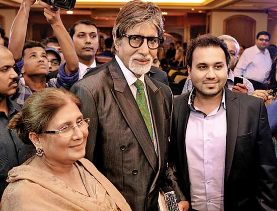 Author Yasmin K Rafi (left) with Amitabh Bachchan
