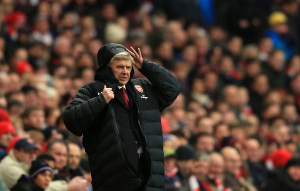 Arsenal manager Arsene Wenger during the Barclays Premier League match between Arsenal and Swansea City at Emirates Stadium on Saturday.