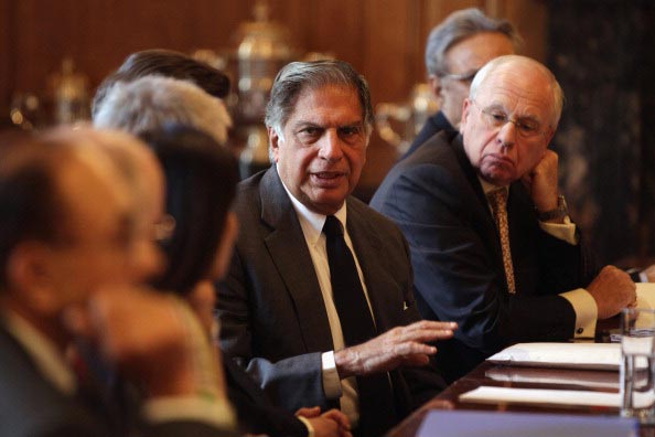 Tata CEO Ratan Tata speaks at the UK-India CEO Forum in London.