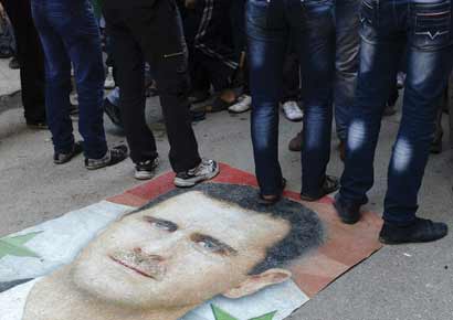 File photo of protests in Damascus