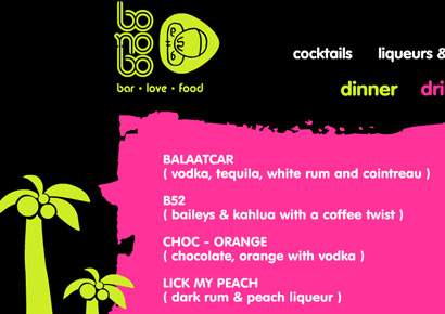 A screenshot of Bonobo's menu