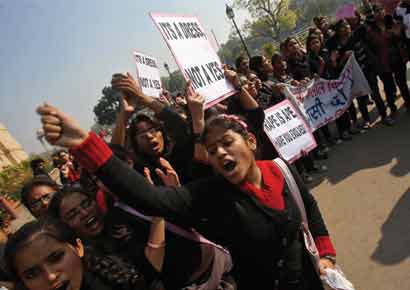 Protestors in Delhi