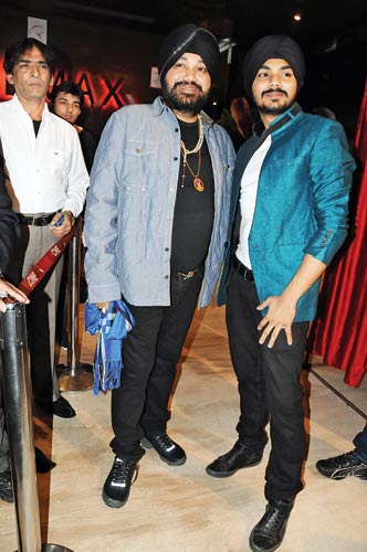 Daler Mehndi with son Gurdeep at the latter�s debut film