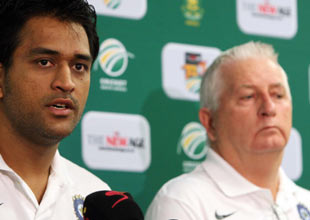 A file photo of MS Dhoni with coach Duncan Fletcher.