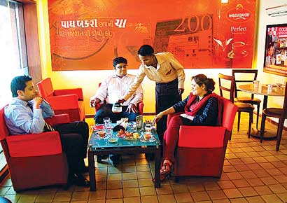 The Mumbai outlet of the Wagh Bakri Tea Lounge
