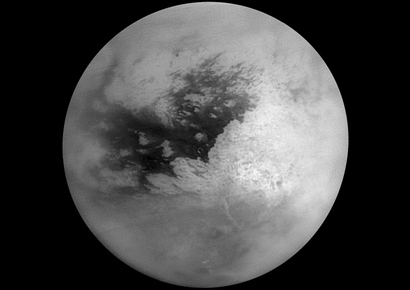 Mosaic of Titan from Cassini's February 2005 flyby. 