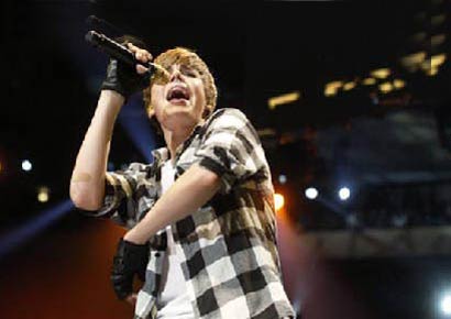 Justin Bieber in concert.