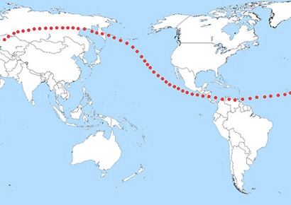 Approximate path of risk for 99942 Apophis in 2036