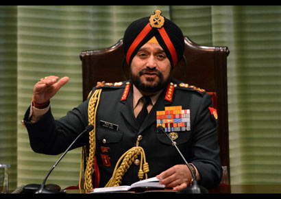 Army chief of staff General Bikram Singh ordered an 'aggressive' response to any cross-border firing by Pakistan at a press conference in New Delhi on Monday.