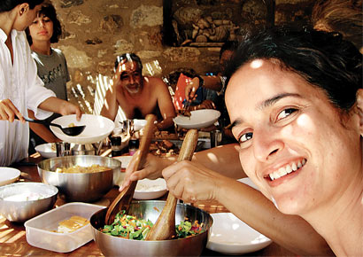 Sushama Reddy at a Communal Table in Italy