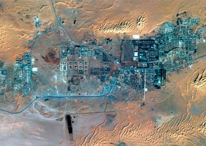 The gas plant and the town of In Amenas in Algeria is seen in this image taken by the SPOT 6 satellite, build and operated by Astrium, on January 8, 2013 released to Reuters by Astrium on January 19, 2013. 