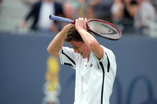 Safin gets his first Slam
Marat Safin won his maiden Grand Slam title by thrashing Pete Sampras in straight sets at the 2000 US Open final. Seeded sixth, Safin beat the fourth-seeded American 6–4 6–3 6–3. He is the only Russian to win the men's singles title at the Flushing Meadows till date.
(Getty Images) Marat Safin exults after beating Pete Sampras during the 2000 US Open.