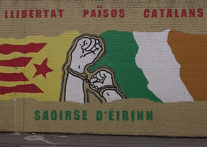 Catalan independentist mural in Belfast.