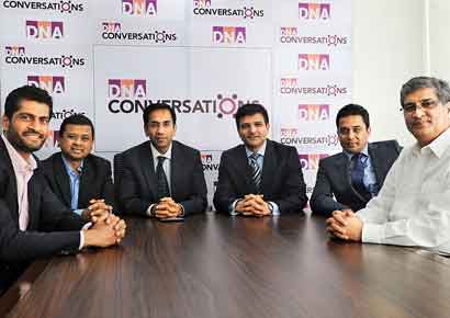 (From left) Rakesh Raicar, P Manoharan, Abraham Alapatt, Nishant Kashikar, Sajid Khan and Sudhir Patil at the <i>DNA</i> office