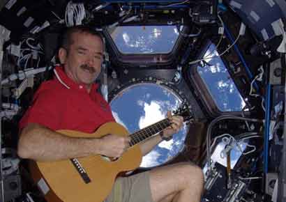 Astronaut Chris Hadfield records the first song in space. Courtesy: The Verge.