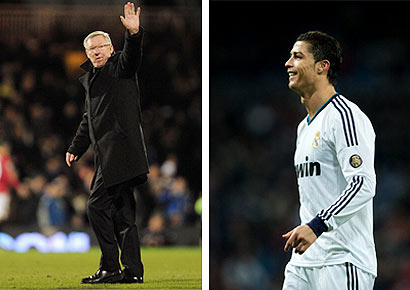 Sir Alex Ferguson waves to fans during a Barclays Premier League match at Craven Cottage on February 2, 2013. Real Madrid's Cristiano Ronaldo smiles during the la Liga match at Estadio Santiago Bernabeu in Madrid on February 9, 2013.