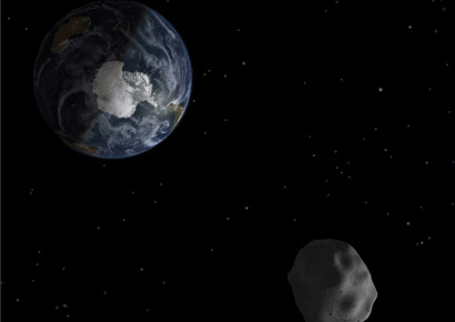 Artist's impression of 2012 DA14 passing Earth on 15 February 2013