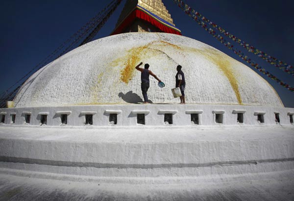 Day of the 3-day Losar, or New Year celebration of the Tibetan, Tamang and Sherpa communities, in Kathmandu on Monday.
Photo by: Navesh Chitrakar (Reuters)
(Reuters)