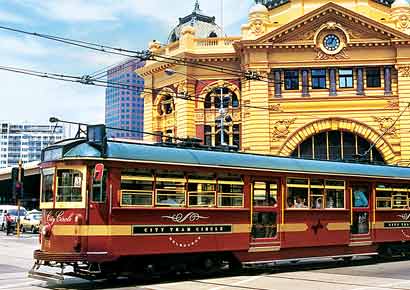 City Circle Tram at the Flinders Street Station in Melbourne.