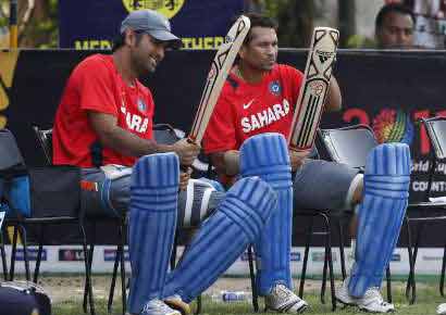 A file photo of MS Dhoni with Sachin Tendulkar