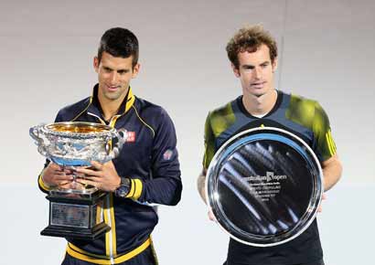 Andy Murray (R) and Novak Djokovic