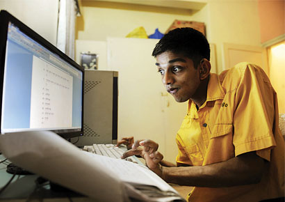 Siddhartha Das studies at his home at Chembur .