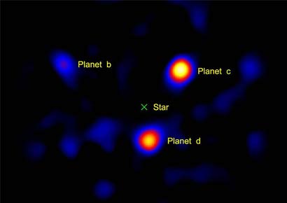 Direct image of exoplanets around the star HR8799 using a vortex coronograph on a 1.5m portion of the Hale telescope