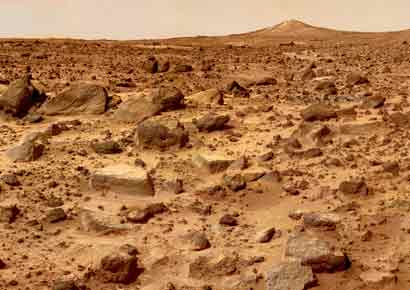 A photo of the surface of Mars.