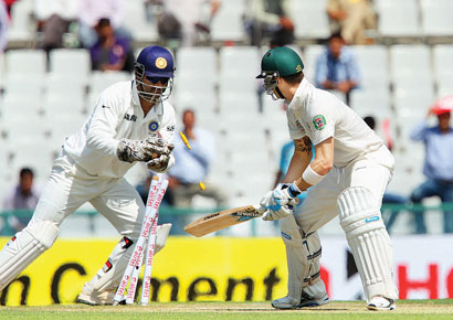 Australia skipper is dismissed for a first-ball duck on Day Two of the third Test at the PCA Stadium in Chandigarh on Friday.