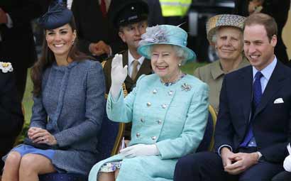 Prince William with Kate and the Queen