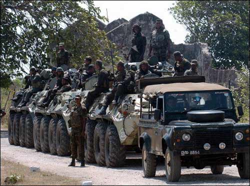 How did the war end?
The LTTE conceded defeat on 17 May 2009, with a message on their website that "This battle has reached its bitter end ... We have decided to silence our guns. Our only regrets are for the lives lost and that we could not hold out for longer".
Stories of Prabhakaran's death followed this development and it was confirmed by the head of the Sri Lankan army, General Sarath Fonseka, that the military had defeated the rebels and "liberated the entire country".
(Daniel Pinto/DNA) An Armored Force of the Sri Lanka Army
