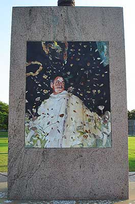 The stone mosaic that stands at the location where Rajiv Gandhi was assassinated in Sriperumbudur 