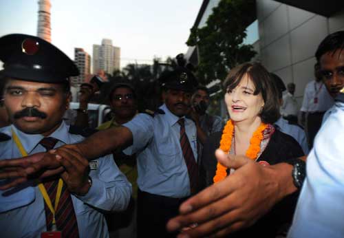 Cherie Blair, the wife of former UK PM Tony Blair in Dhrangadhra