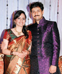 Ramya and Rajesh Krishnan on their wedding day. Ramya and Rajesh Krishnan on their wedding day.