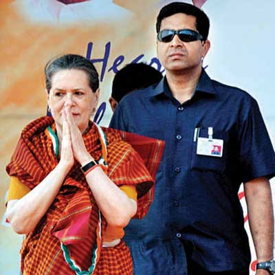 Sonia Gandhi in Mangalore on Saturday.