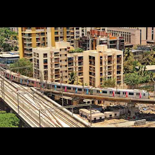 Metro rail on its first trial run from Versova to Azad Nagar in Andheri on Wednesday.