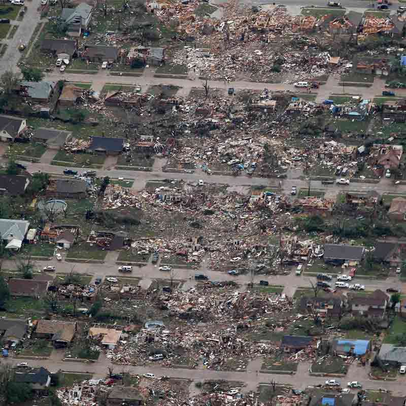 An aerial view of the tornado-ravaged Oklahoma city.