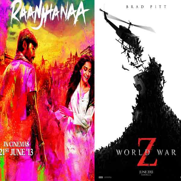 Movies this week: Raanjhaana, Shortcut Romeo, World War Z release on June 21