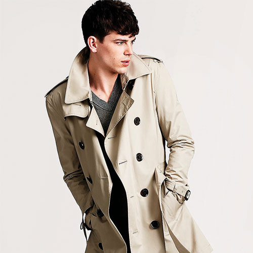 A model in a Burberry trench coat.