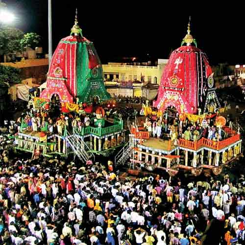 The Jagannath Rath Yatra in progress.