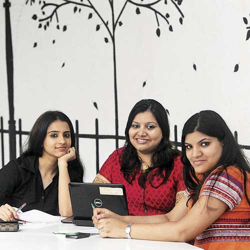 Minnat Lalpuria, (Centre)founder and managing director, 7Vachan, with her team.