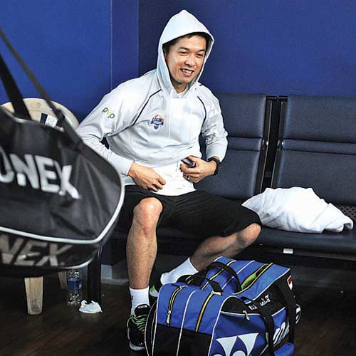 Taufik Hidayat during practice at NSCI in Mumbai.