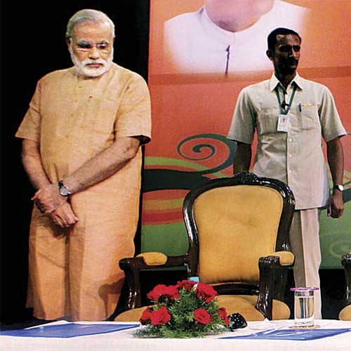 Narendra Modi at the party's meeting in New Delhi on Sunday.